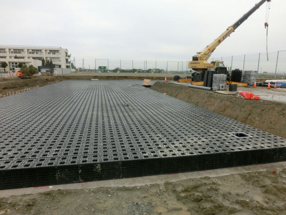 学校の雨水貯留槽施工事例